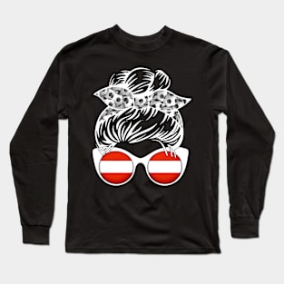 Austria Football Messy Bun Long Sleeve T-Shirt